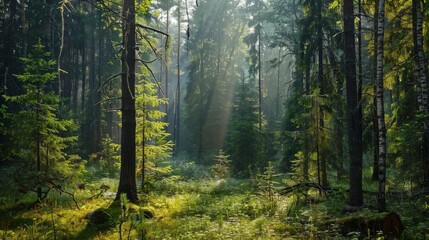 Fototapeta premium Forest ecosystems are delicate and complex, relying on a balance between flora and fauna.