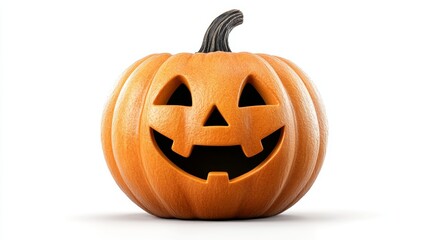 Fototapeta premium A cheerful Halloween pumpkin with a carved smile, perfect for autumn festivities and seasonal decorations.