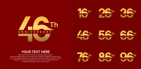 anniversary set logo style with golden color for company celebration moment