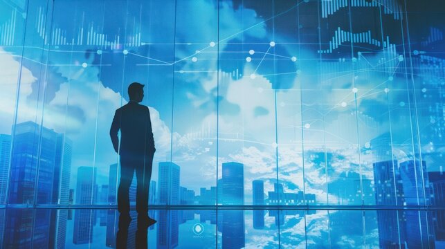 Businessman Looking at Global Market