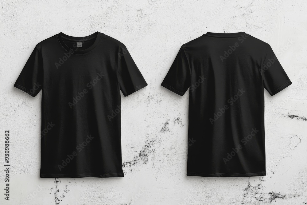 Aufkleber this highquality mockup features a black blank tshirt against a white wall, displaying both front an