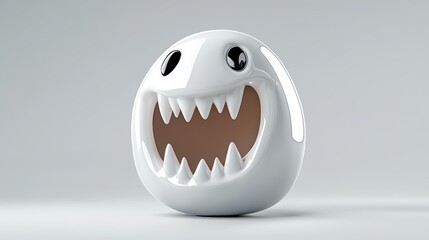 Fototapeta premium A playful monster with a shiny surface and sharp teeth, perfect for creative projects, illustrations, and children's designs.