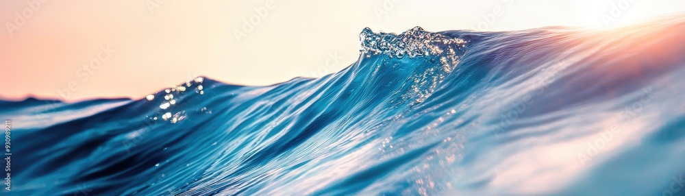 Aufkleber A close-up view of ocean waves reflecting sunlight, creating a serene and tranquil atmosphere by the water's edge.