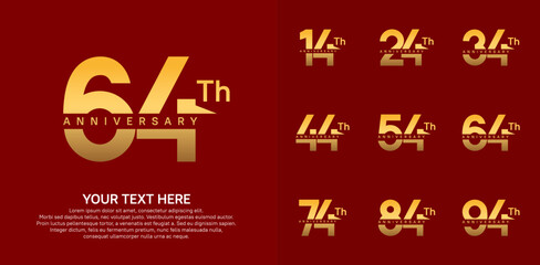anniversary set logo style with golden color for company celebration moment
