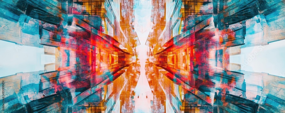 Aufkleber vibrant abstract design featuring bold colors and dynamic shapes, perfect for modern art or digital 