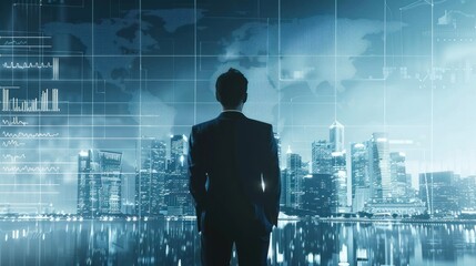 Businessman Looking at the Future Cityscape