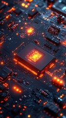 Illuminated Circuit Board with CPU and LEDs