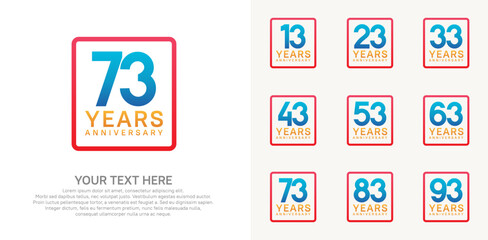 anniversary set logo style with blue color in square for company celebration moment
