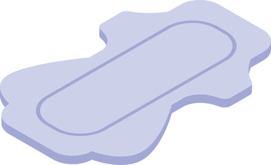 Simple, clean, and modern isometric representation of a sanitary pad, symbolizing feminine hygiene and women's health