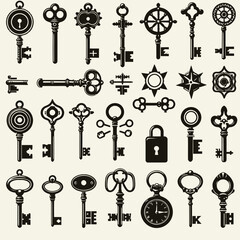 Keys shiloute vector