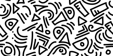 Funny lines doodle Seamless pattern background. Creative minimalist modern line art background. vector illustrations