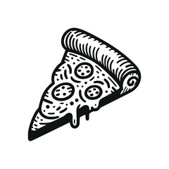 cartoon pizza slice doodle hand drawn vector illustration template design