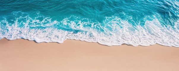 Obraz premium A serene beach with soft sand and a gentle surf, perfect for a summer day of relaxation, summer sea, relaxation, beach vibes