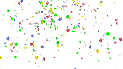 Round colored confetti on a white background. 3d render.