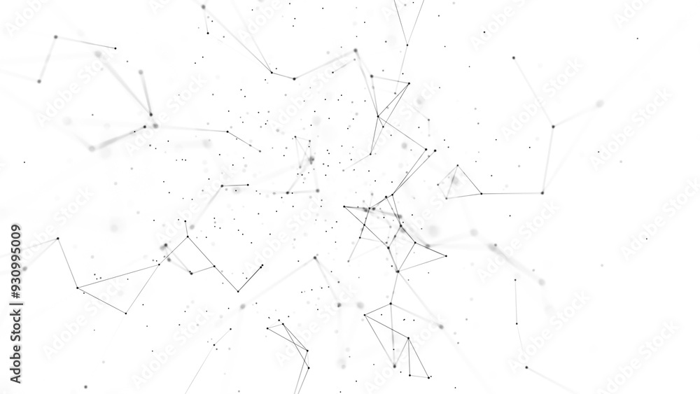 Poster black plexus lines and dots on white background.