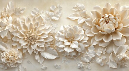 A beautifully crafted and intricately designed 3D model showcasing a variety of vintage flowers and leaves, which is perfect for adding a touch of elegance, charm, and fantasy to any space