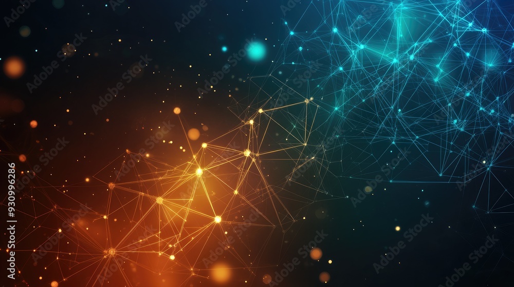 Poster High tech technology geometric and connection system background