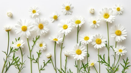 Daisy Flowers Arrangement on White Background