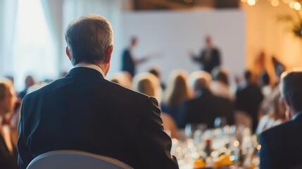 Fototapeta premium Businessman Listening to Speech at Conference