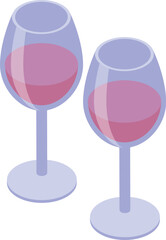 Two glasses with red wine are clinking together in celebration