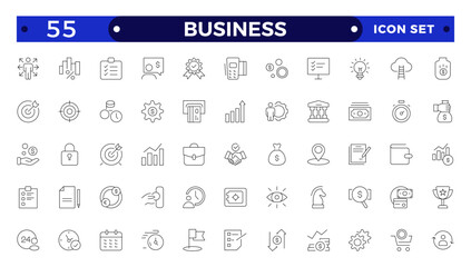 Business line icons set. Businessman outline icons collection. Teamwork, human resources, meeting, partnership, meeting, work group, success, resume.