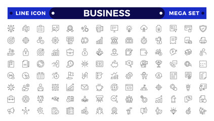 Business line icons set. Businessman outline icons collection. Teamwork, human resources, meeting, partnership, meeting, work group, success, resume.