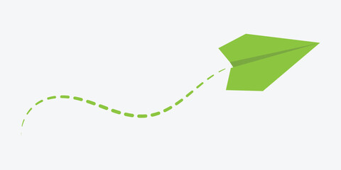Paper plane with dotted line, Origami paper airplane, Travel and route symbol in line style, paper plane flying on white background. vector illustration in eps 10.