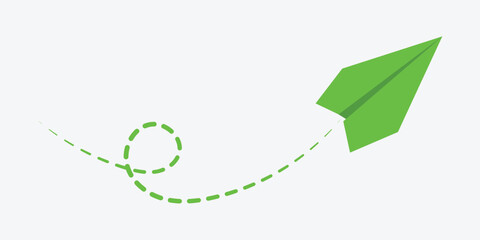 Paper plane with dotted line, Origami paper airplane, Travel and route symbol in line style, paper plane flying on white background. vector illustration in eps 10.