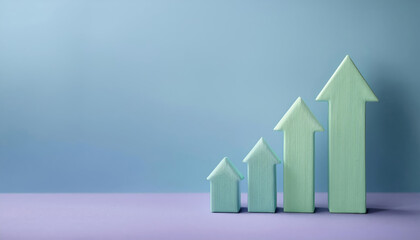 Colorful arrows representing growth and progress on a minimalist background. Ideal for business and success themes.