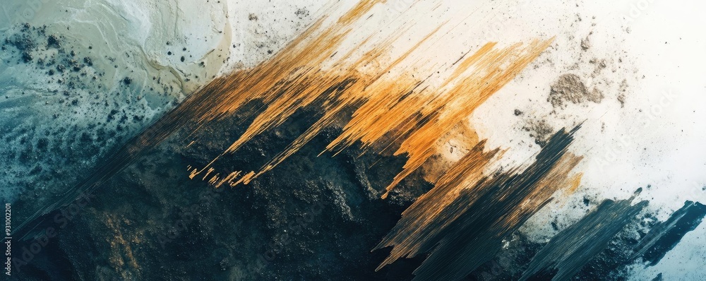 Poster Abstract artwork featuring dynamic strokes of orange and blue, creating depth and movement for a modern aesthetic.