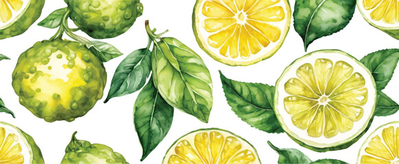Lime and slices background isolated on white2