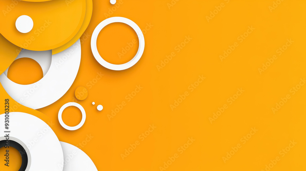 Poster bright abstract circles on a yellow backdrop create a playful, modern vibe in this flat vector illus