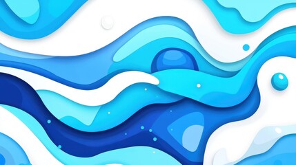 Fototapeta premium A vibrant blue background adorned with modern geometric lines and dots, featuring a playful cartoon texture.