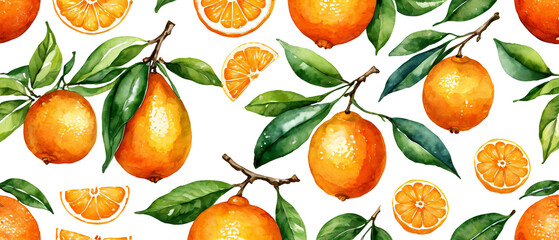 Obraz premium Orange fruit pattern background watercolor1