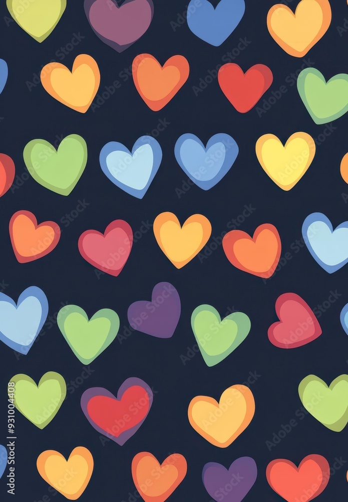 Poster bright and cheerful, this seamless pattern features colorful hearts that add joy and love to any des
