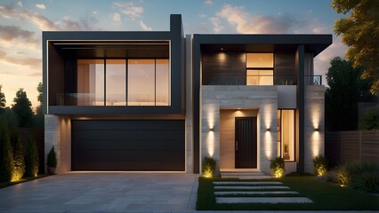 Modern luxury garage door design with classic look, dark and moody theme, elegant door design for car parking garage 