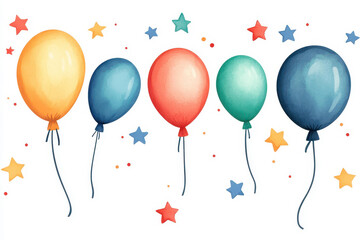 A vibrant watercolor birthday frame adorned with bold red and blue sprinkles, perfect for celebrating special moments.