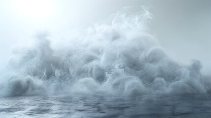 Obraz premium Dramatic Swirling Mist and Fog Texture on Isolated White Background