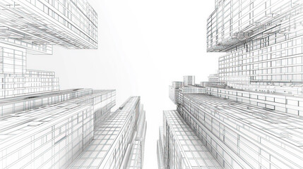 Fototapeta premium Illustration of wireframe of architecture building