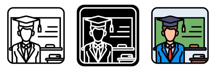 Faculty Icon, the teaching staff at a university or college, consisting of professors, lecturers, and instructors who guide and educate students.