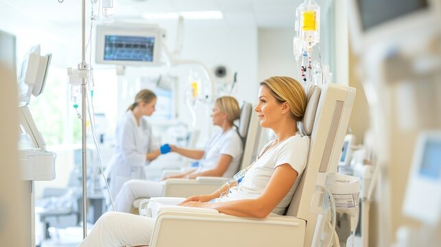A Moment of Resilience: Patients undergoing dialysis treatment, finding strength in a clean and modern healthcare facility. 