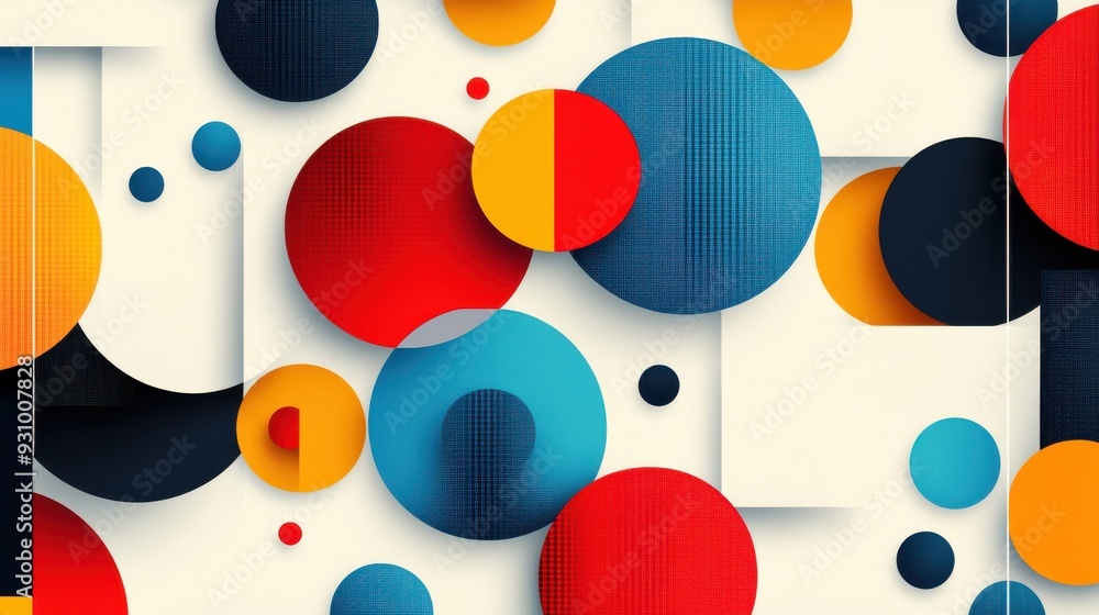 Poster Colorful abstract composition featuring various geometric circles, creating a vibrant and modern visual experience.
