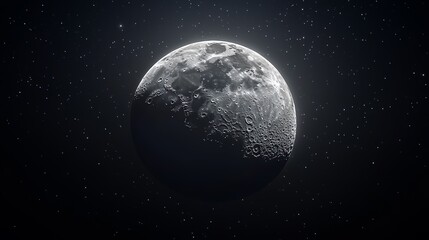 Fototapeta premium The high-resolution image displays the moon as seen from Earth, highlighting infinitely magnified surface details and bright light around the moon. The picture quality is astonishingly high-definition