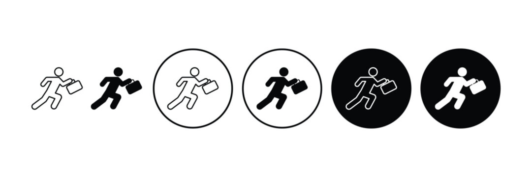 Set of Going to work icon collection. Man going work symbol. Vector Illustration.