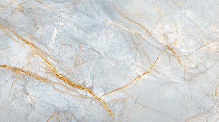 Fototapeta premium Elegant marble texture featuring soft gray tones and striking golden veins, perfect for interior design and background use.