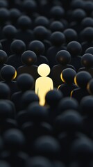Obraz premium A person shines against a background of dark figures, symbolizing individuality, confidence and personal growth