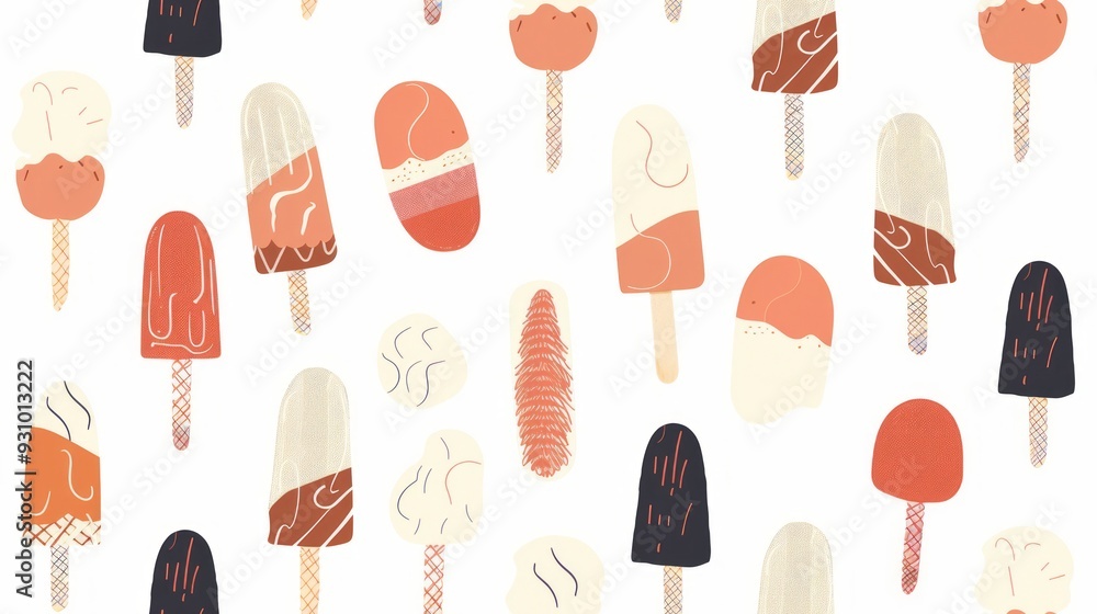 Wall mural cute seamless pattern of ice cream