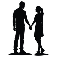Couple holding hands silhouette design.