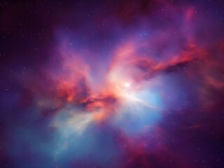 Fototapeta premium Vibrant Cosmic Nebula with Colorful Light Beams and Starry Background in Deep Space 