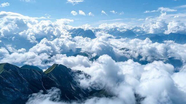 Sky-high Mountain View Amidst Clouds